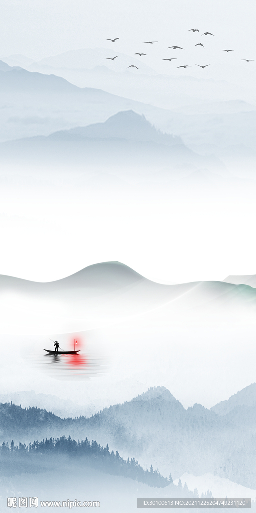 爆款晶瓷玄关山水 tif分层