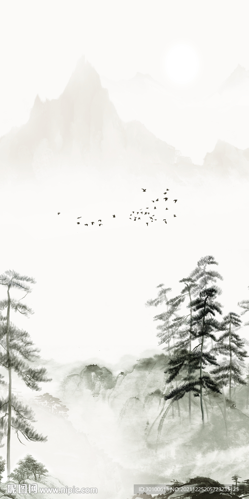 别墅晶瓷玄关山水 tif分层