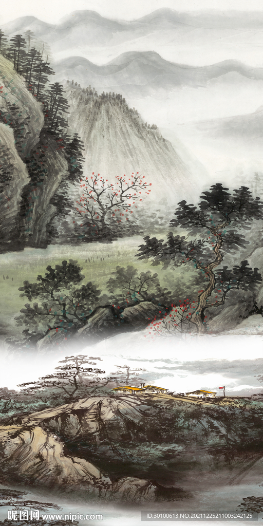 国画家装玄关山水 tif分层