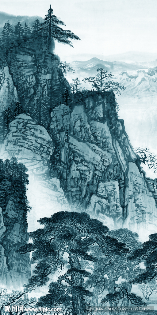 简约晶瓷玄关山水 tif分层