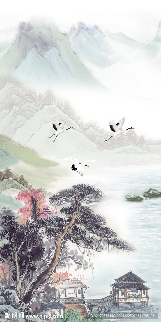 国画高清意境玄关 文件分层画