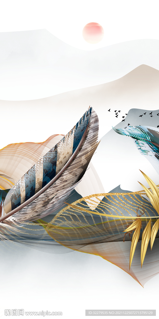 现代 高清意境玄关 文件分层画