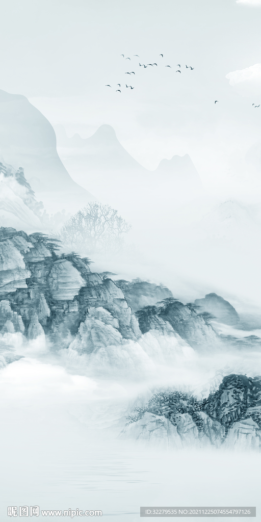 中式 别墅高清玄关 文件分层画