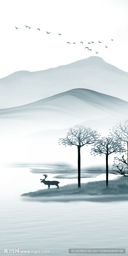 高档 高清意境玄关 文件分层画