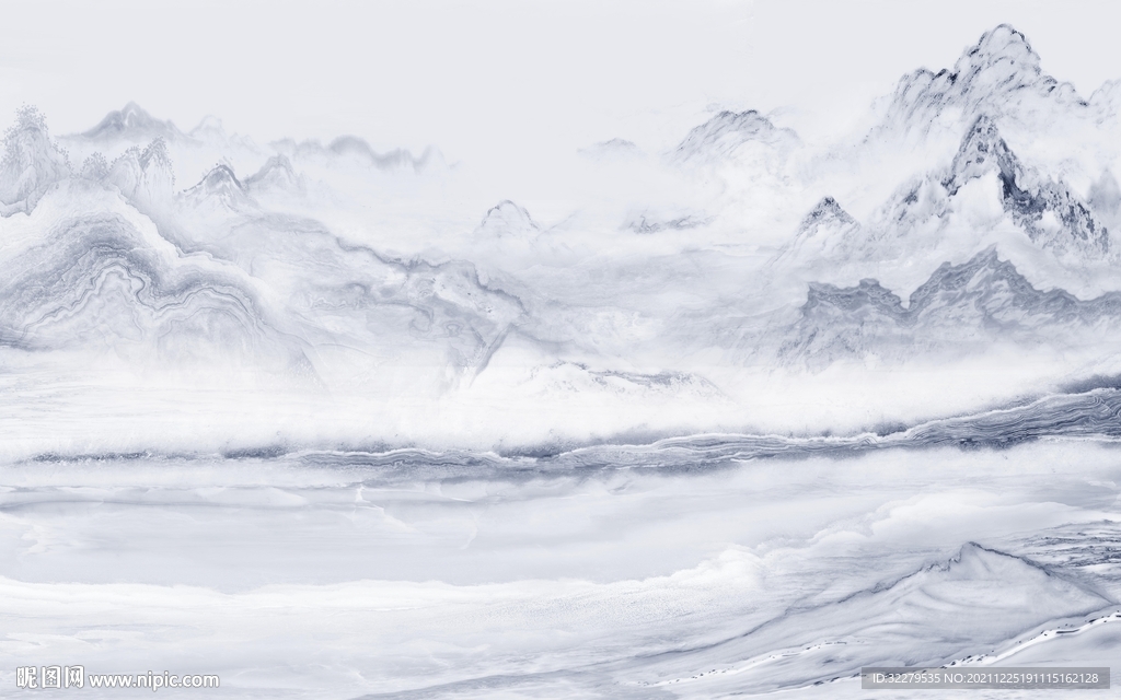 客厅 灰色爆款山水 分层TIF