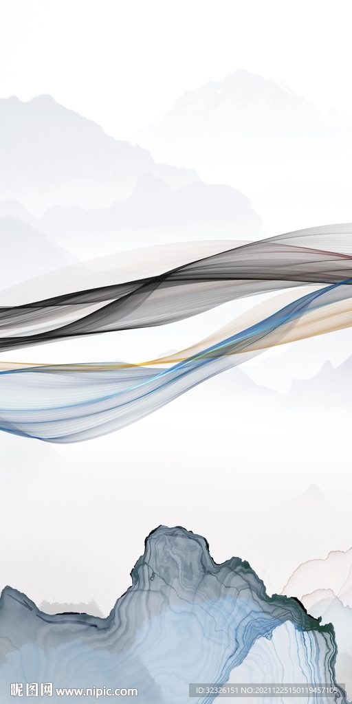 大气玄关意境框画 TiF分层