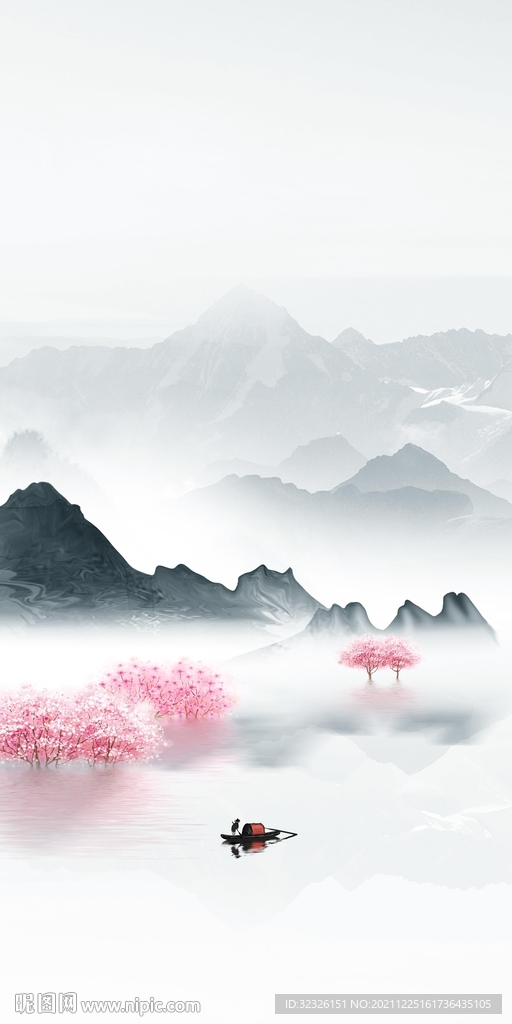 中国风玄关无框画 TiF分层 