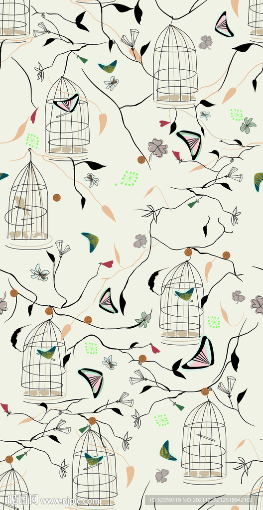 大牌  鸟笼 绳索 数码 印花