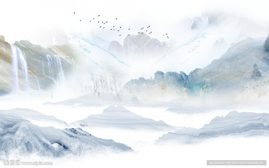 高山流水新中式背景墙