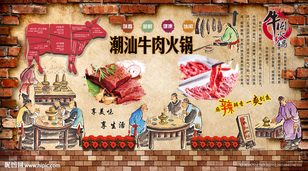 牛肉火锅背景墙