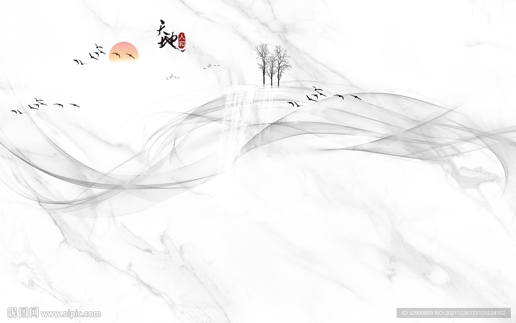 天地 爵士白背景画 TIF文件