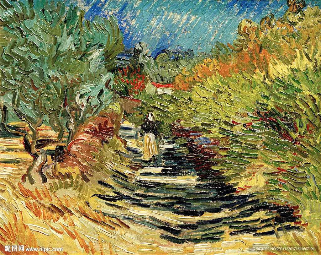 文森特·梵高油画圣雷米的一条路
