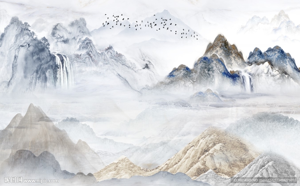 高山流水电视背景墙