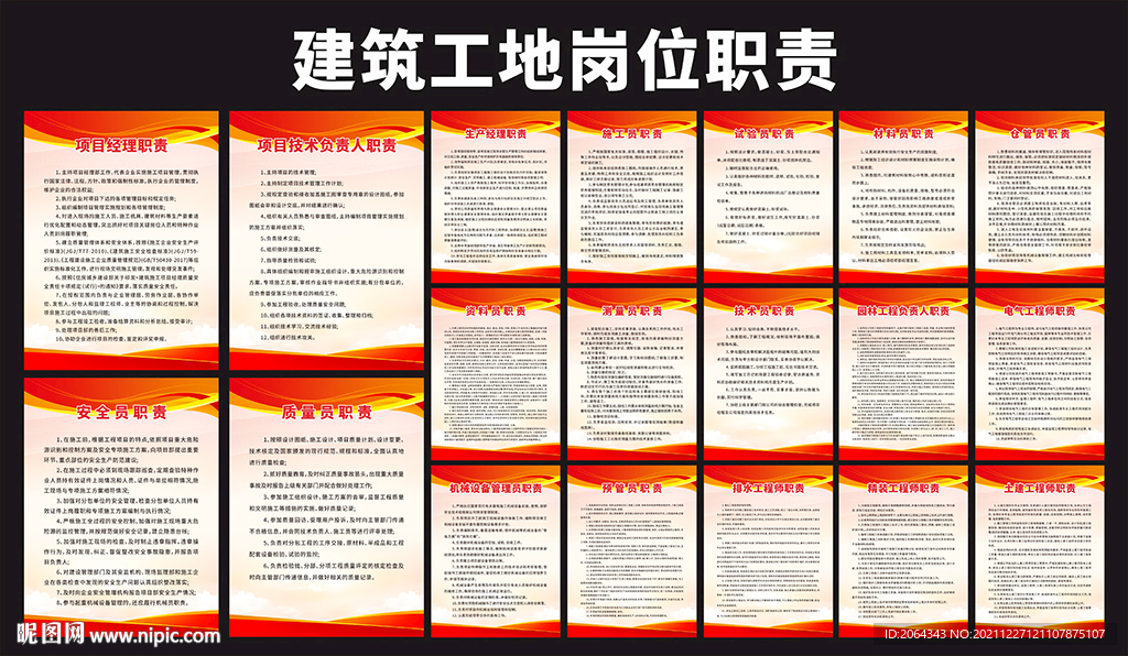建筑工地岗位职责制度挂图