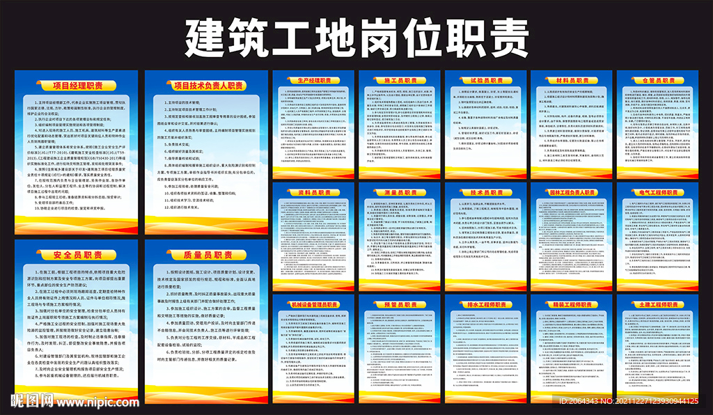 建筑工地岗位职责制度挂图