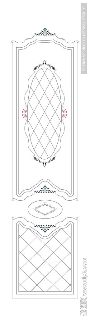 高清分层透明底平开门打印图