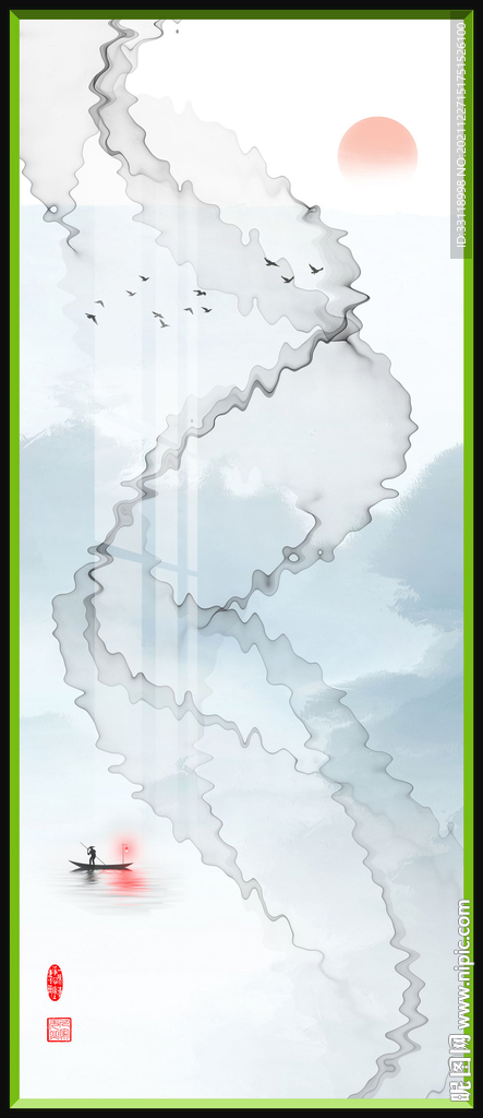 水墨山水玄关装饰