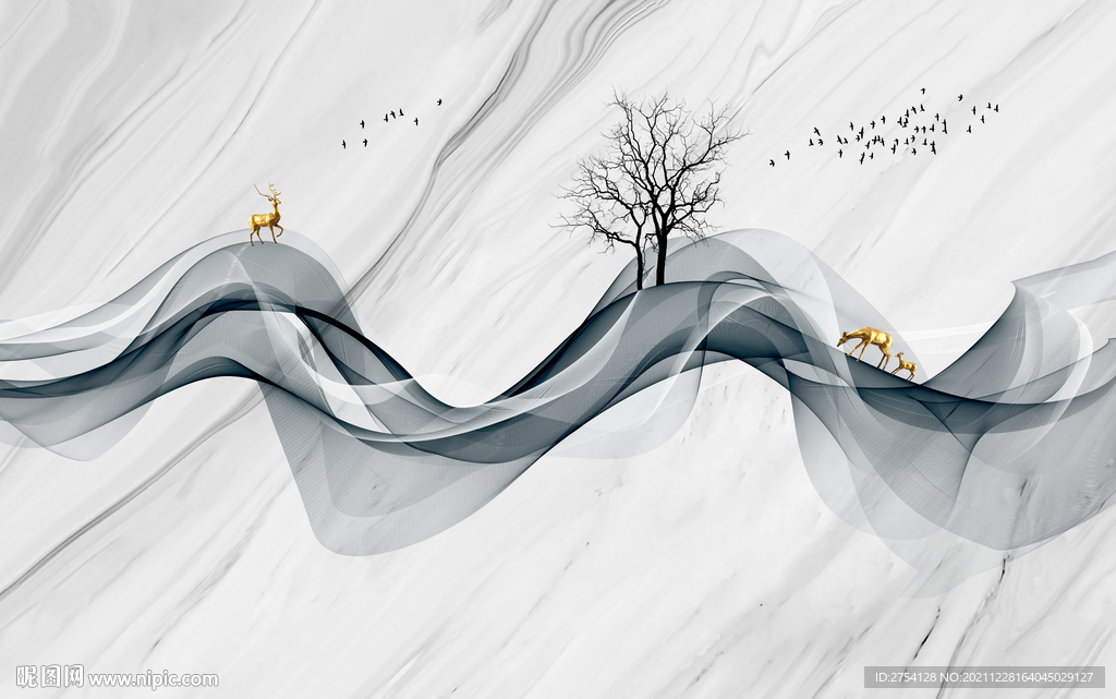 晶瓷画线条抽象画大理石纹