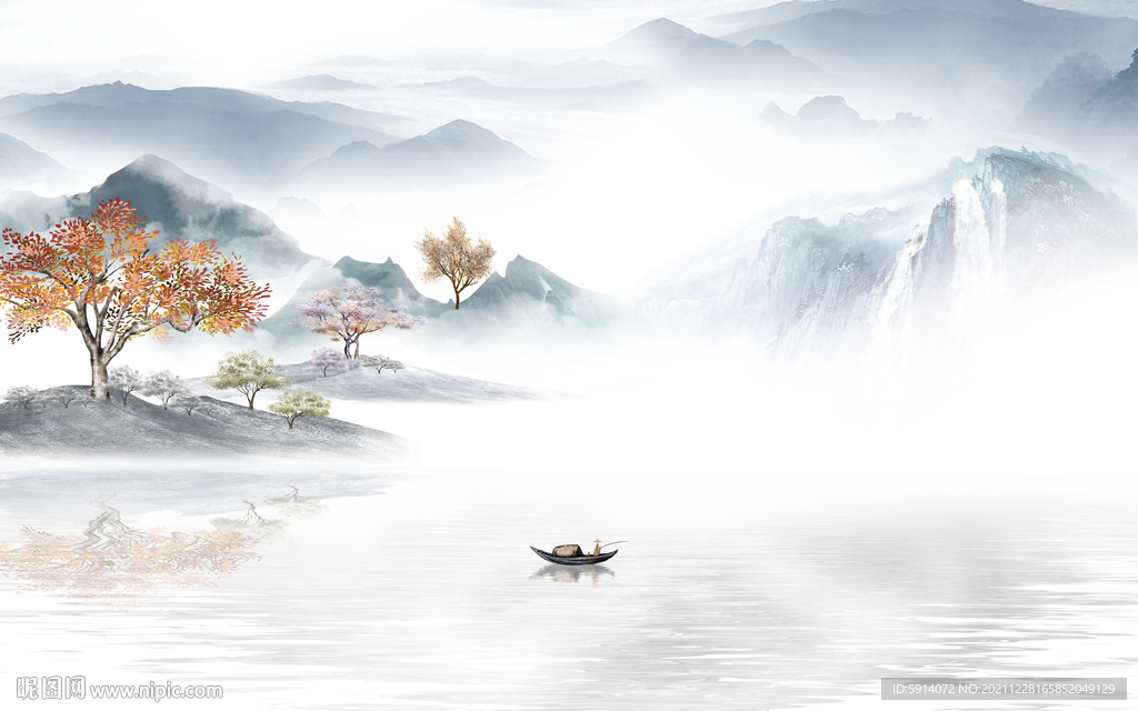 晶瓷画水墨山水画