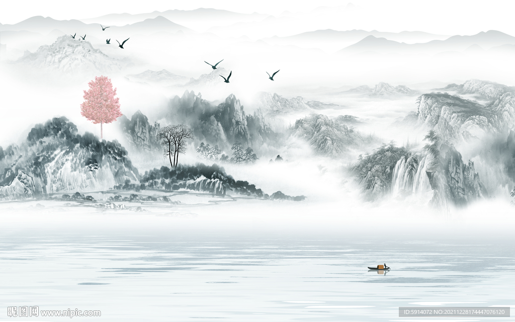 晶瓷画水墨山水画