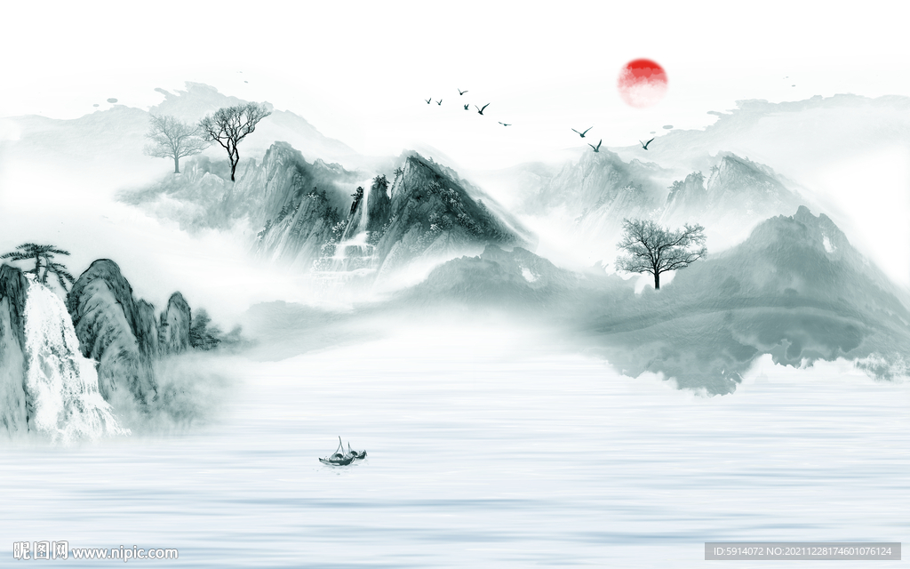 晶瓷画水墨山水画