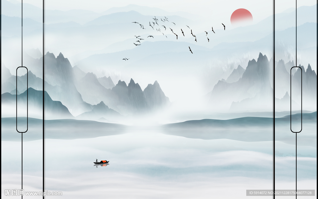 晶瓷画水墨山水画