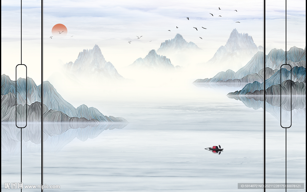 晶瓷画水墨山水画