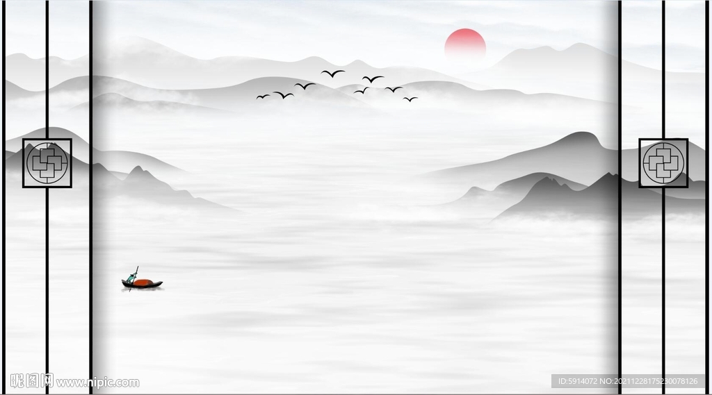 晶瓷画水墨山水画