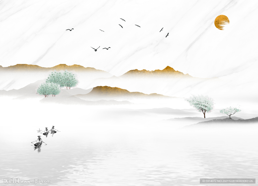 晶瓷画水墨山水画