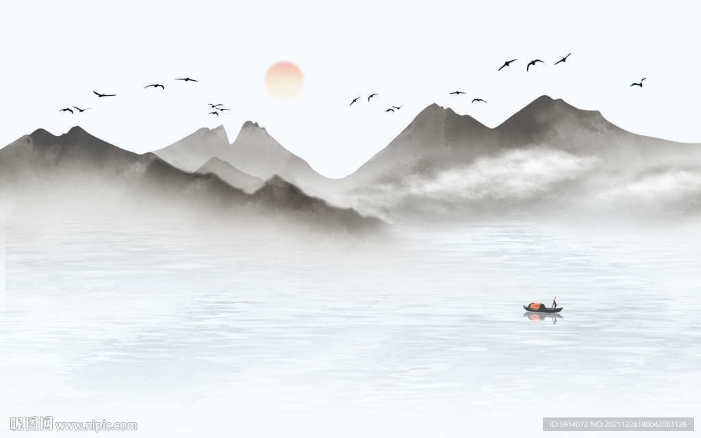 晶瓷画水墨山水画