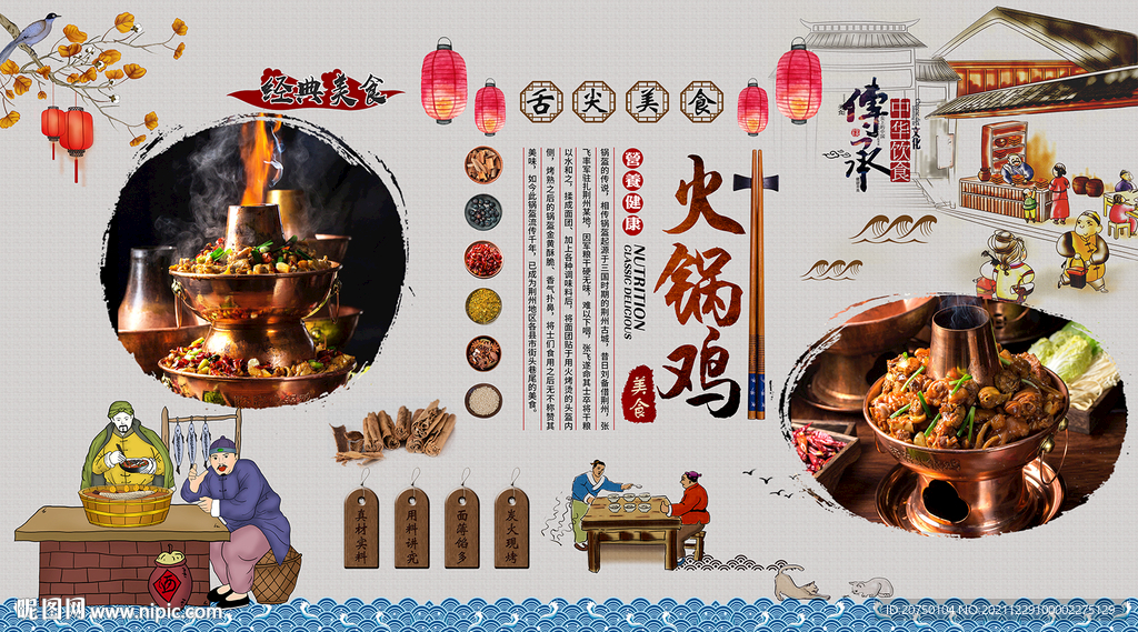 火锅鸡背景墙