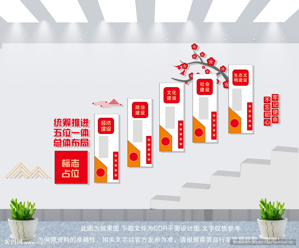 五位一体楼梯文化墙