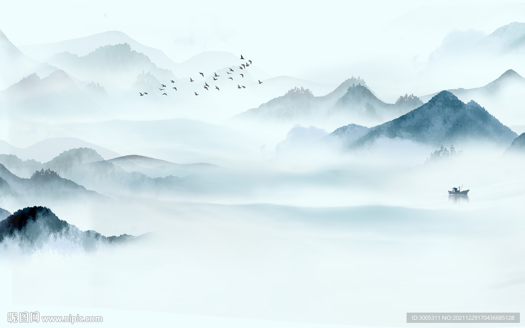 晶瓷画水墨山水画