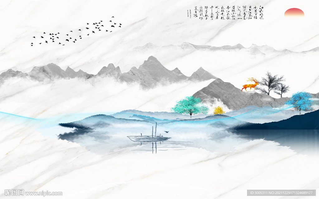 晶瓷画水墨山水画