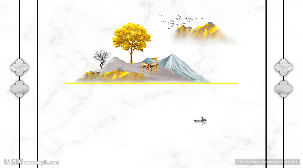 晶瓷画山水画电视背景墙