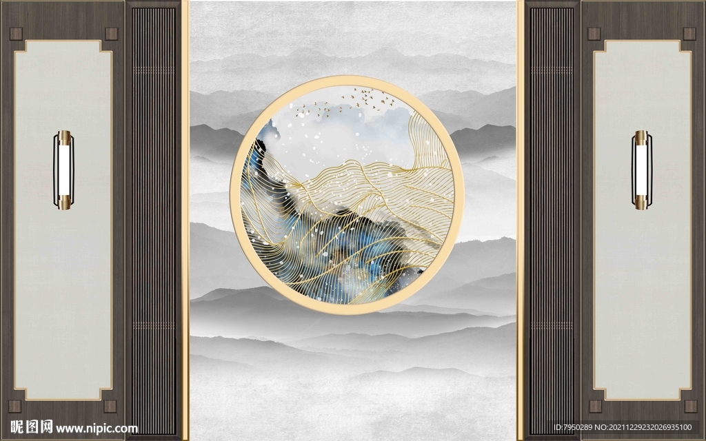 新中式背景墙 