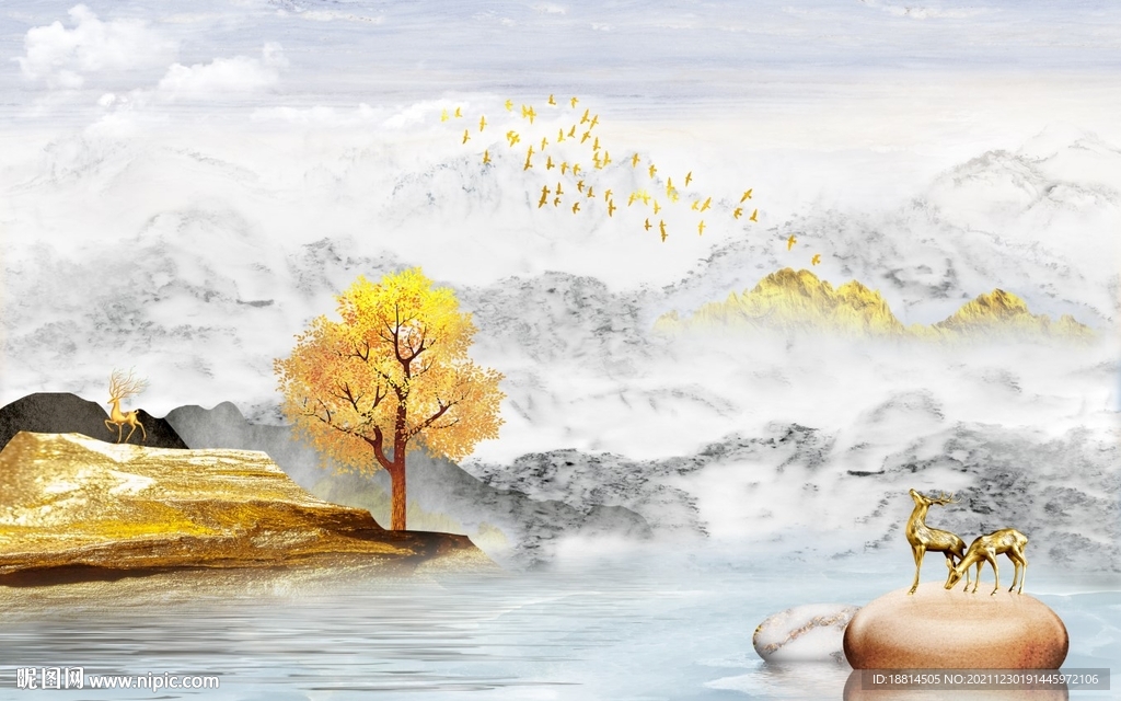 新中式电视背景墙