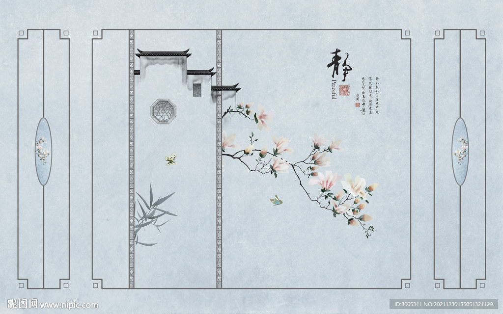 晶瓷画电视背景墙静兰花