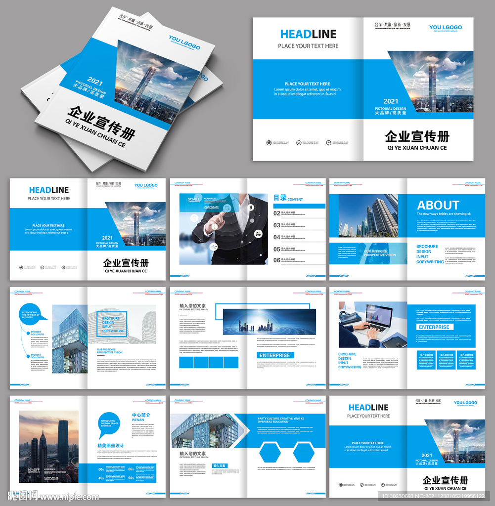 简约蓝色企业画册