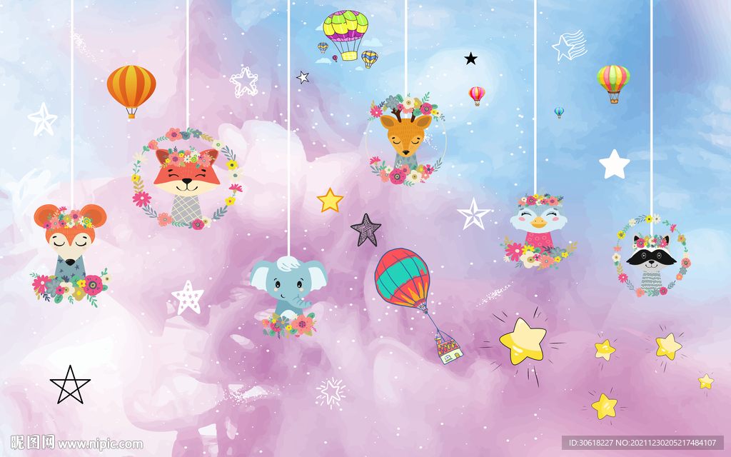 卡通儿童房背景墙