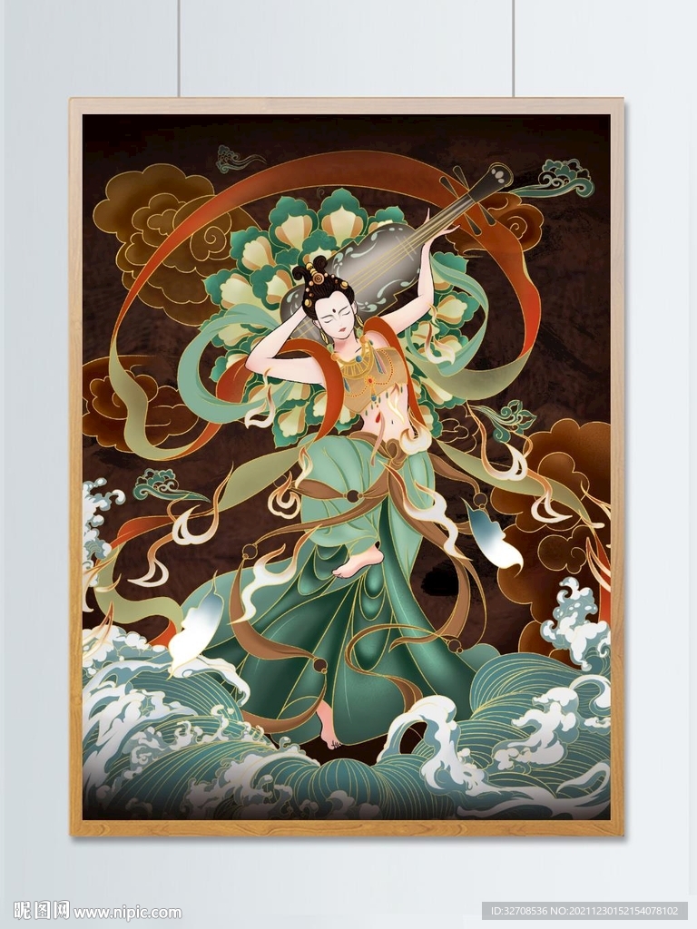 中国风敦煌飞天国潮壁纸插画