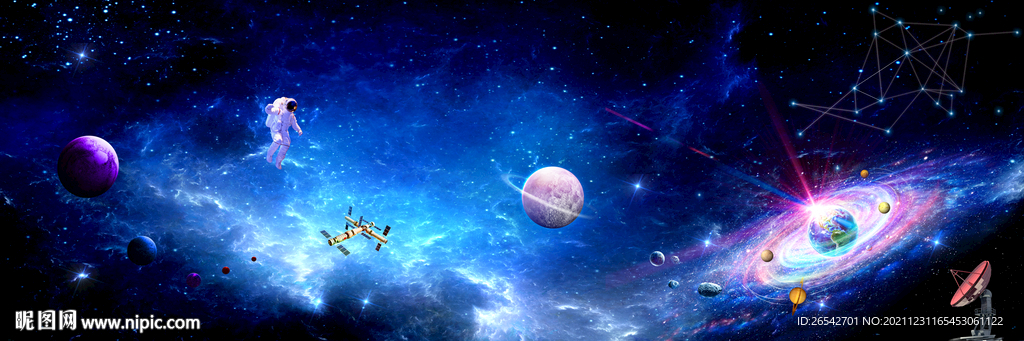 科幻太空宇航员背景