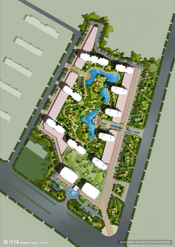 居住小区景观PSD彩平面总平面