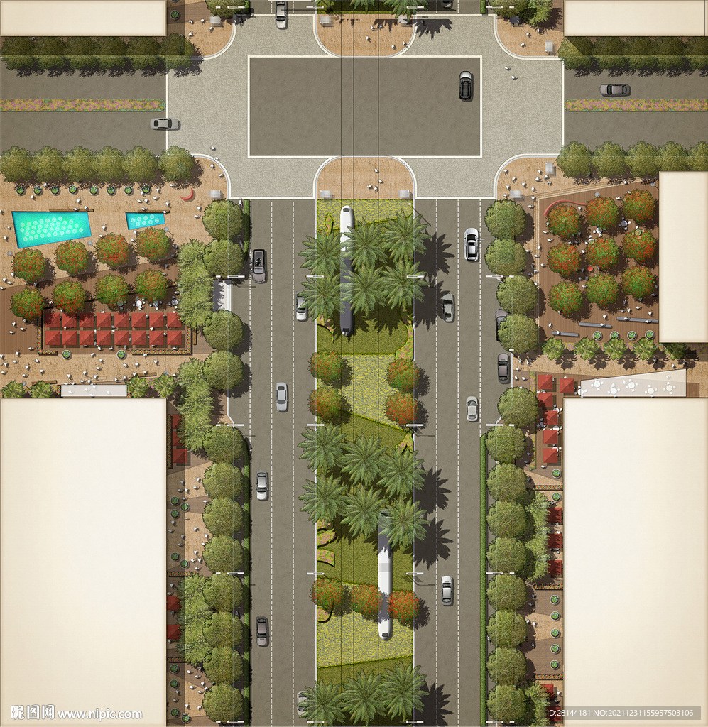 道路景观PSD彩平面总平面