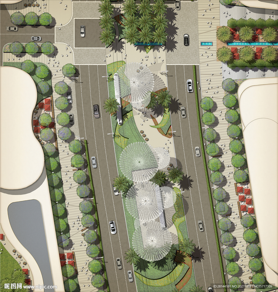 道路小区景观PSD彩平面总平面