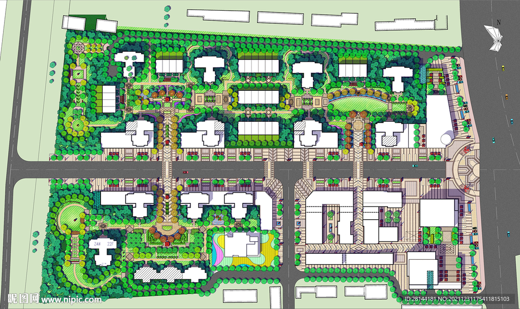 居住小区规划PSD彩平面总平面