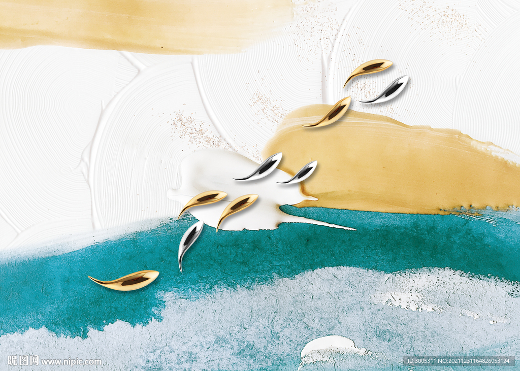 晶瓷画抽象画鱼群