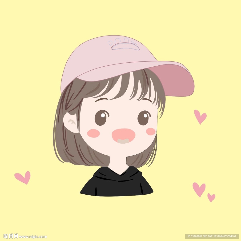 戴帽子女孩自画像