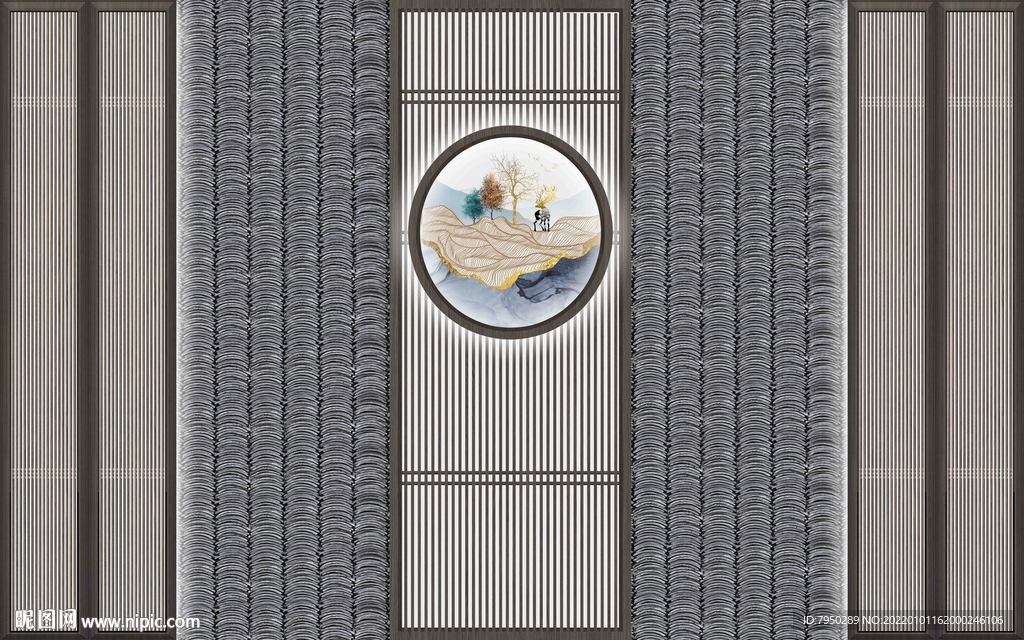 新中式背景墙 