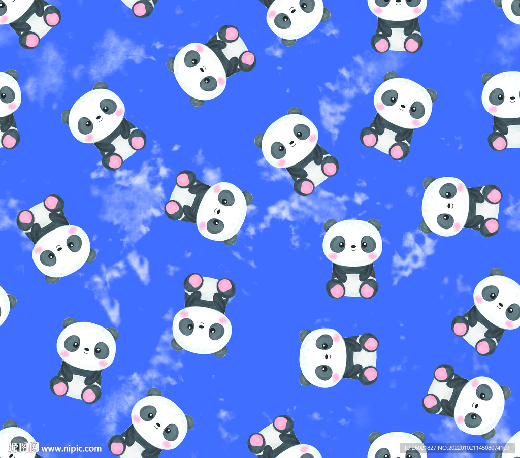 扎染熊猫数码印花